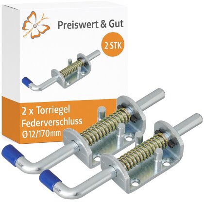 2x Torriegel verzinkt 170 mm Türriegel - Bolzen Durchmesser 12mm Grundplatte 73x29 mm