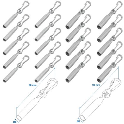 10 x Seil Endverschluss Ø6 und 8mm Simplexhaken Set Wohnmobile Markisen Zelte Zubehör