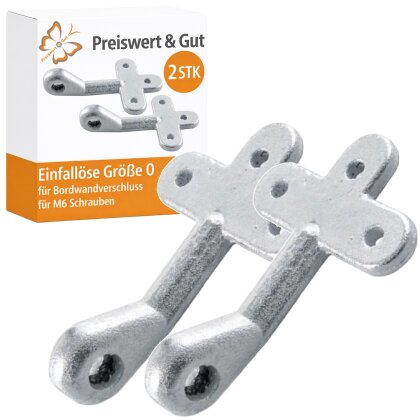 2x Bordwandverschluss Anhänger Größe 0 Einfallöse aus verzinktem Stahl für Winkelhebel Kastenverschluss M6