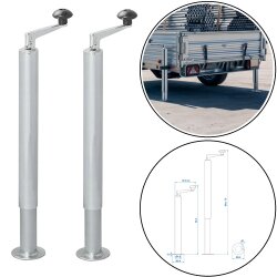 2 STK Anhänger Stützen mit Kurbel Hubhöhe 400 bis 650 mm je 300 kg Durchmesser 48 mm
