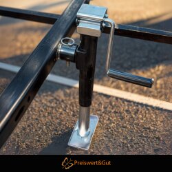 Preiswert&Gut 2 x Anhänger Stützen Höhe 570-925mm - Stützen bis 2500kg Höhenverstellbar mit Handkurbel, Sicherungsbolzen, Flansch - Kurbelstütze für Wohnmobile Anhängerstütze verzinkt