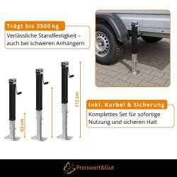 2x Anhänger Stützen Set 3500kg verstellbar mit...