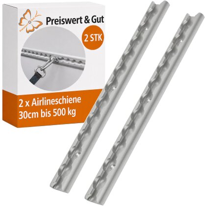 2 x Airlineschiene Zubehör für Anhänger bis 500 kg – Verzurrschiene 30cm Befestigungsschiene für Ladungssicherung