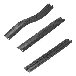 2x Kabelbrücke Boden 100x13,5cm – Stolperschutz für Industrie, Garage und Garten Überfahrschutz für Kabel, flexibler Schlauchschutz aus TPR-Gummi bis 10t Traglast flach