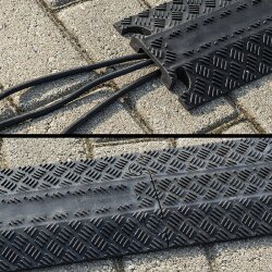 2x Kabelbrücke Boden 100x13,5cm – Stolperschutz für Industrie, Garage und Garten Überfahrschutz für Kabel, flexibler Schlauchschutz aus TPR-Gummi bis 10t Traglast flach