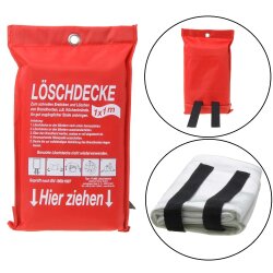AS Hochwertige Löschdecke 1x1m – Feuerlöschdecke EN 1869:2019 aus Fiberglas – Mit Wandhalterung & 2 Zugbändern – Brandschutzdecke Perfekt für Küche, Freizeit, Werkstatt & Camping AS