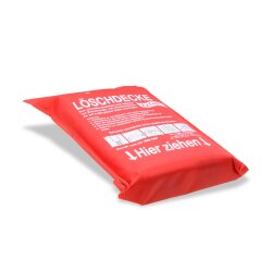 AS Hochwertige Löschdecke 1x1m – Feuerlöschdecke EN 1869:2019 aus Fiberglas – Mit Wandhalterung & 2 Zugbändern – Brandschutzdecke Perfekt für Küche, Freizeit, Werkstatt & Camping AS