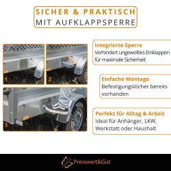 Fußrasten 2er Set Trittstufen bis 150kg – Klappleiter Trittstufe Aufklappsperre Rutschhemend 175x150mm Trittbretter Wohnmobil