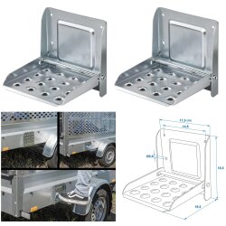 Fußrasten 2er Set Trittstufen bis 150kg – Klappleiter Trittstufe Aufklappsperre Rutschhemend 175x150mm Trittbretter Wohnmobil