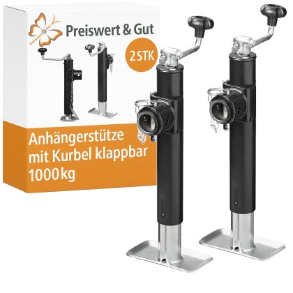 2 x Anhänger Stützen Set klappbar Abstellstütze 1000kg Ausdrehstütze 390-640 mm