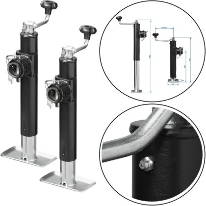 2 x Anhängerstütze mit Kurbel klappbar Stütze 1000kg 39-64 cm