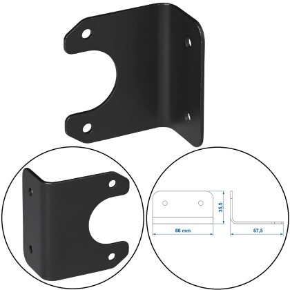 1 x Steckdosenhalterung für Anhängerkupplung, passend für 7- und 13-polige Anhängersteckdosen, gewinkelt, schwarz beschichtet, stabil
