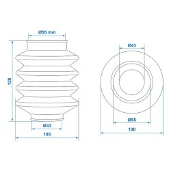 AS Faltenbalg für Anhänger kompatibel für BPW ZAF 1.0-1 45/60 L=150 Gummi Manschette AS