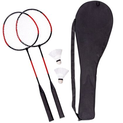 2x Badminton Schläger mit 2 x Federbälle Tasche Federball Set Badmintonschläger