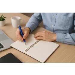 Kugelschreiber Blau – druckbare Schreibstifte 14,2 cm aus Kunststoff – blau schreibend, langlebig & ideal für Büro, Schule & Alltag – ca. 800–1.000 m Schreiblänge – 50 Stück