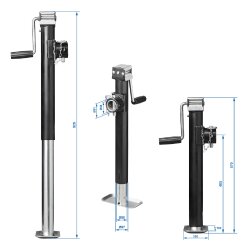 Anhängerstütze mit Kurbel und Halter klappbar Stütze 1000kg 570-950 mm