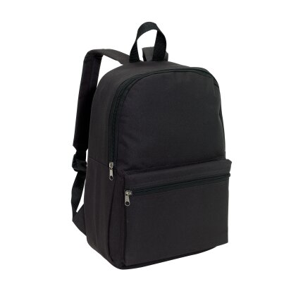 Kleiner Rucksack mit Vortasche, 30x10x39 cm, 190g, gepolsterte Gurte, schwarz