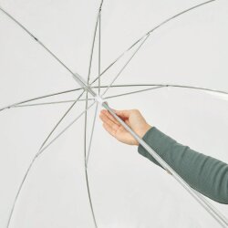 Transparenter Regenschirm mit silberner Paspelierung, ideal als Regenschirm Hochzeit, stabil & leicht, Ø101 cm, perfektes Accessoire für Brautpaare