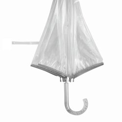Transparenter Regenschirm mit silberner Paspelierung, ideal als Regenschirm Hochzeit, stabil & leicht, Ø101 cm, perfektes Accessoire für Brautpaare