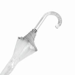 Transparenter Regenschirm mit silberner Paspelierung, ideal als Regenschirm Hochzeit, stabil & leicht, Ø101 cm, perfektes Accessoire für Brautpaare