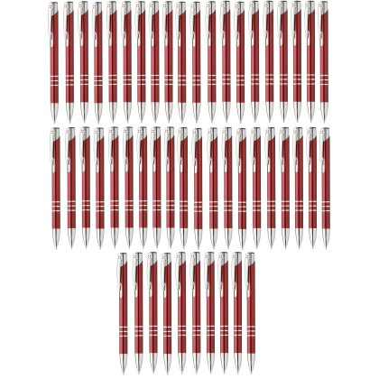50 x Kugelschreiber ø11×138 Aluminium Rot Set Kulis blauschreibend Druckmechanik