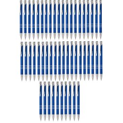 50x Kugelschreiber ø11×138 Aluminium Blau Set Kulis blauschreibend Druckmechanik