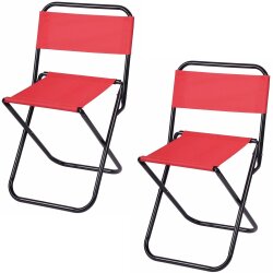 2x Falthocker Camping in Rot 34x28x58cm Klappstuhl Stahlrohrgestell Faltstuhl bis 90 kg Stühle Anglerstuhl Campinghocker