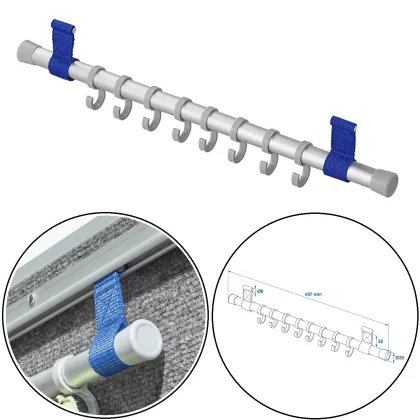 Kleiderhaken für Wohnmobile & Vorzelte – 8 Haken Garderobenleiste Aluminium für Kederleiste 8 mm & Vorzeltschiene – Campingzubehör