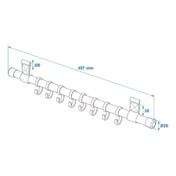 Kleiderhaken für Wohnmobile & Vorzelte – 8 Haken Garderobenleiste Aluminium für Kederleiste 8 mm & Vorzeltschiene – Campingzubehör