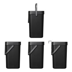 Mülleimer 5 L Schwarz mit Deckel – kompakter Abfallbehälter für Wohnwagen, Wohnmobil, Caravan & Boot – 5-Liter-Abfalleimer mit Klebepad & Schranktür-Halterung 24,4 × 18,7 × 14,5 cm