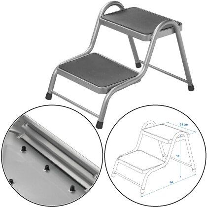 Doppeltrittstufe Wohnwagen aus Stahl 2 Stufen B 38 x H 44 x L 64 cm belastbar bis 150kg