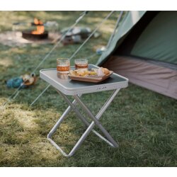 Campinghocker klappbar 3in1 mit abnehmbarer MDF Tischplatte Alu Gestell 45 cm Sitzhöhe faltbar 1,4 kg Outdoor für Camping Angeln Garten Balkonping Angeln Garten Balkon