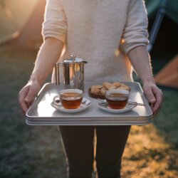 Campinghocker klappbar 3in1 mit abnehmbarer MDF Tischplatte Alu Gestell 45 cm Sitzhöhe faltbar 1,4 kg Outdoor für Camping Angeln Garten Balkonping Angeln Garten Balkon