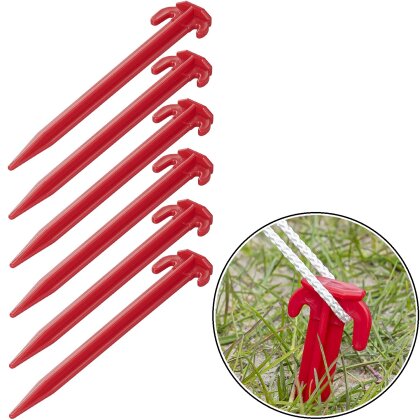 6x Zelt Hering Rasen Kunststoffhering Rot 19cm Zeltnagel Kunststoffnagel