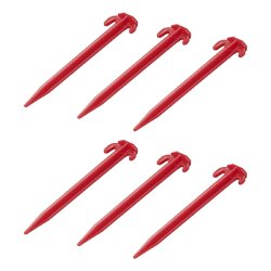 6x Zelt Hering Rasen Kunststoffhering Rot 19cm Zeltnagel Kunststoffnagel