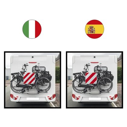 2in1 Warntafeln Warntafel reflektierend für Italien und Spanien 50x50cm  rot-weiß : : Auto & Motorrad