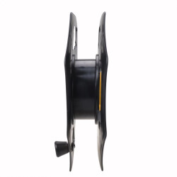 Kabeltrommel leer Kunststoff schwarz gelb Handkabeltrommel mit Drehknopf und Griff für Aufwicklung von Kabel Schlauch Seil bis 25 m Innenachse 13,2 cm