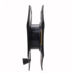 Kabeltrommel leer Kunststoff schwarz gelb Handkabeltrommel mit Drehknopf und Griff für Aufwicklung von Kabel Schlauch Seil bis 25 m Innenachse 13,2 cm