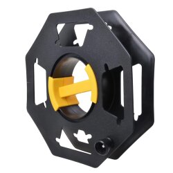 Kabeltrommel leer Kunststoff schwarz gelb Handkabeltrommel mit Drehknopf und Griff für Aufwicklung von Kabel Schlauch Seil bis 25 m Innenachse 13,2 cm