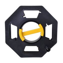 Kabeltrommel leer schwarz gelb bis 25 Meter aus Kunststoff mit Drehknopf & Griff als Handaufroller zur Aufwicklung von Stromleitung Schlauch Seil für Garten Camping Haushalt Innenachse 13,2cm