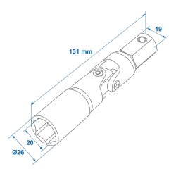Kardangelenk Adapter Kurbel für Stützen 19 mm Länge 130 mm