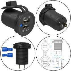 KFZ USB Doppelsteckdose Einbau 12V 24V Dual...