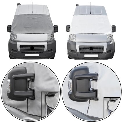 Frontscheibenabdeckung Wohnmobil kompatibel mit Fiat Ducato X250 Peugeot Boxer, Citroën J5 Grau Weiß
