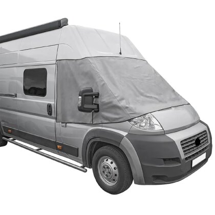 Frontscheibenabdeckung Wohnmobil kompatibel mit Fiat Ducato X250 Peugeot Boxer Citroën Jumper UV-Schutz Isolierung gegen Hitze und Kälte magnetische Befestigung Türmontage Weiß