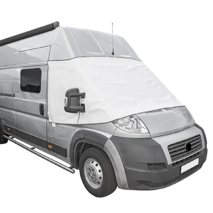 Frontscheibenabdeckung kompatibel mit Fiat Ducato X250 Peugeot Boxer Citroën Jumper UV-Schutz Isolierung gegen Hitze und Kälte magnetische Befestigung Türmontage Weiß