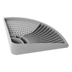 Geschirrabtropfer dreieckig für Ecke aus PP, Geschirrtrockner 50x34x9 cm, platzsparender Eck Abtropfer für Küche, Campingküche und Wohnwagen, dunkelgrau, für 11 Teller