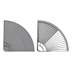 Geschirrabtropfer dreieckig für Ecke aus PP, Geschirrtrockner 50x34x9 cm, platzsparender Eck Abtropfer für Küche, Campingküche und Wohnwagen, dunkelgrau, für 11 Teller