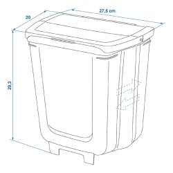 Abfalleimer faltbar 8L für Wohnwagen Wohnmobil Caravan Küche Wandmontage Schranktür Mülleimer Camping Küche Abfallbehälter grau PP 29,3x27,5x20 cm klappbar platzsparend