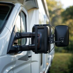 2x Zuschneidbares Gummiband 34 x 2 cm schwarz, Spiegelbefestigung als Ersatzband für Wohnwagen Außenspiegel und Caravan-Zusatzspiegel, ca. 3–4 mm