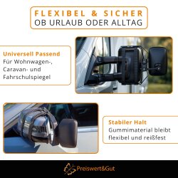 2x Zuschneidbares Gummiband 34 x 2 cm schwarz, Spiegelbefestigung als Ersatzband für Wohnwagen Außenspiegel und Caravan-Zusatzspiegel, ca. 3–4 mm